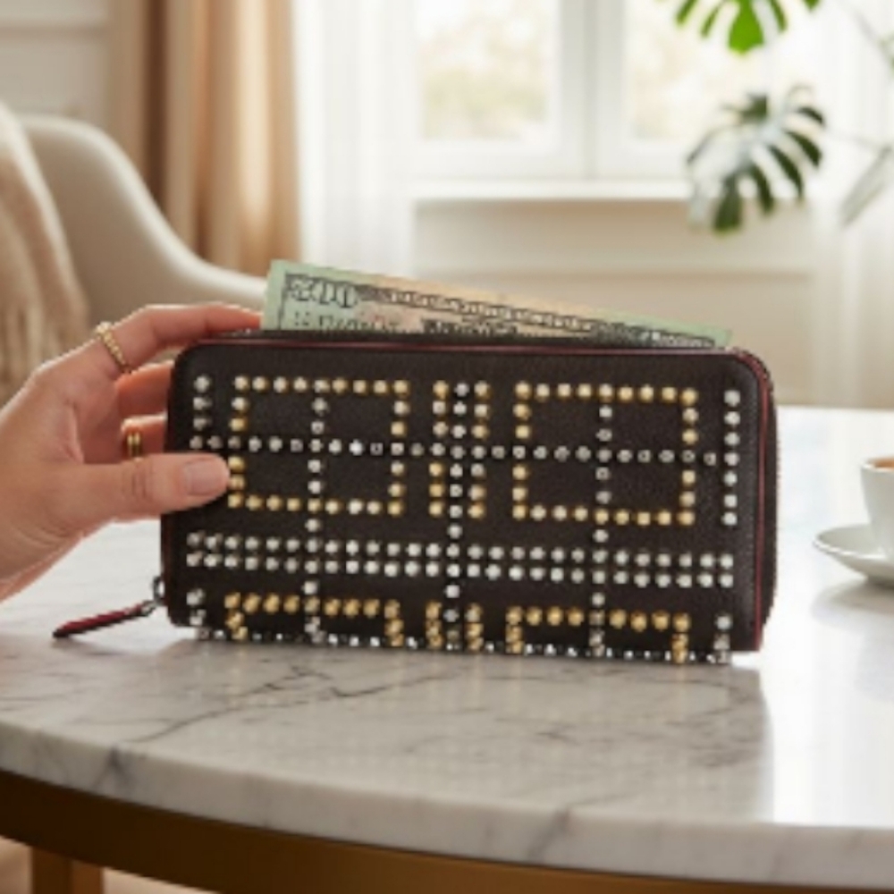 Christian Louboutin Panettone Long Wallet with Studs